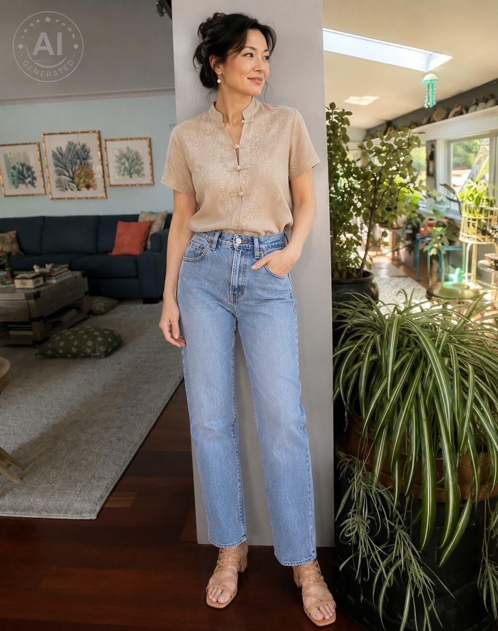 Gap Blue Jeans No. 9 Reverse Fit‎ Women's 28x30 Light Wash High Rise Mom Jeans